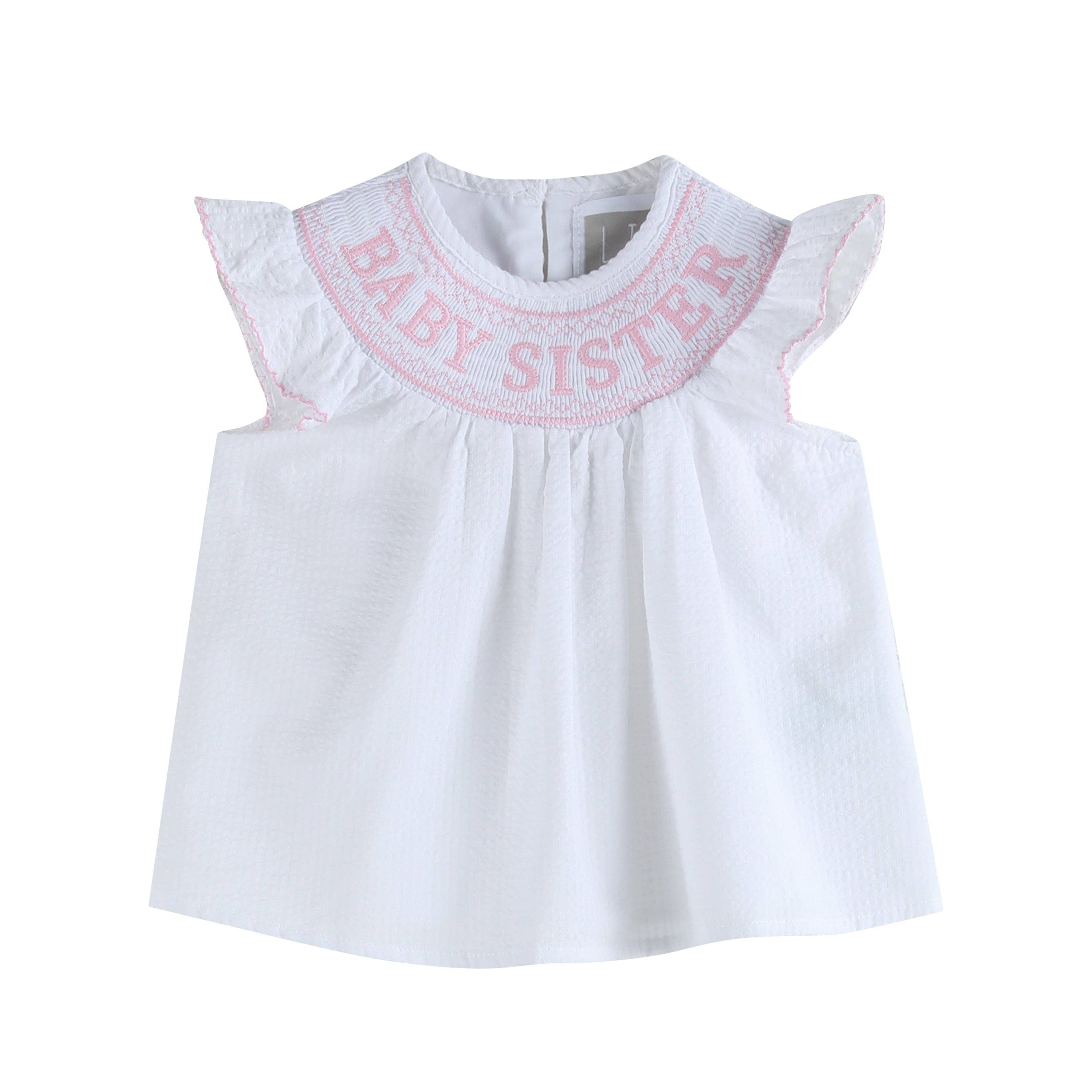 White Baby Sister Smocked Dress and Bloomer Set - LuLLabY LaNe