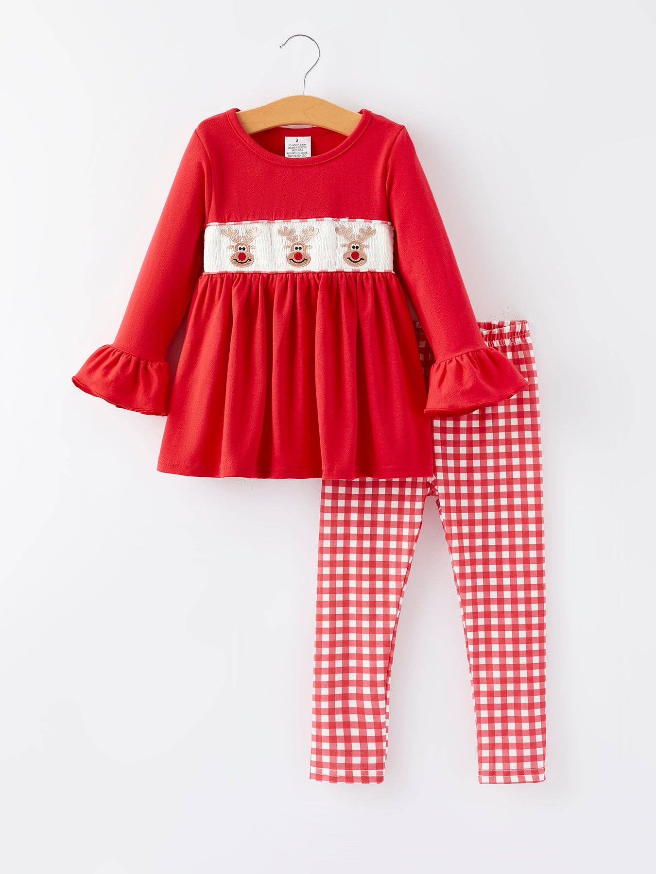 Christmas Smocking Embroidery Girls Plaid Outfit Set - LuLLabY LaNe